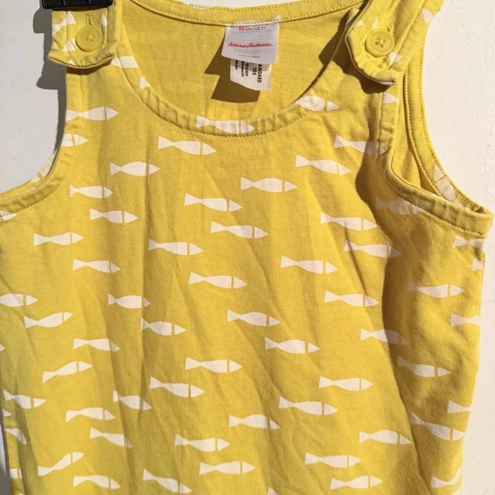Hanna Andersson Adorable Fish Shortie Romper. Size 3T 90cm Beach Travel Yellow